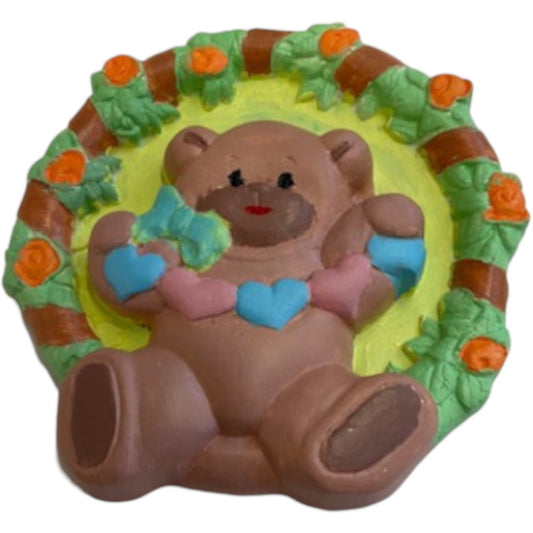 Bear with Heart Strand and Flowers Plaque