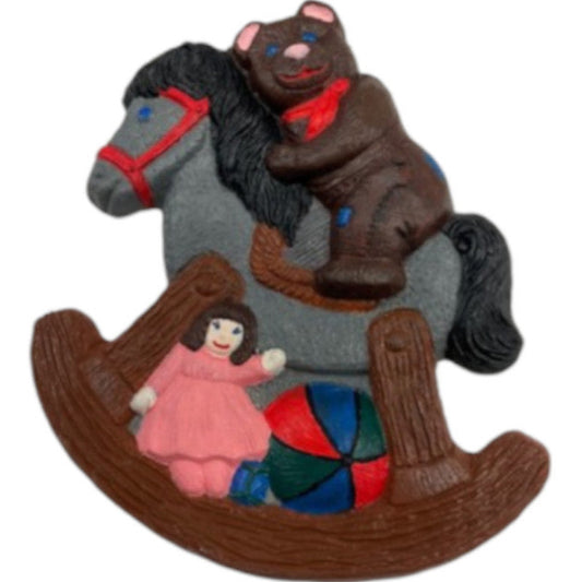 Rocking Horse Bear with Doll and Ball Plaque