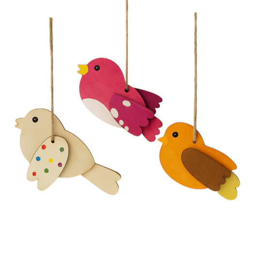3D Wooden Birds Set of 10